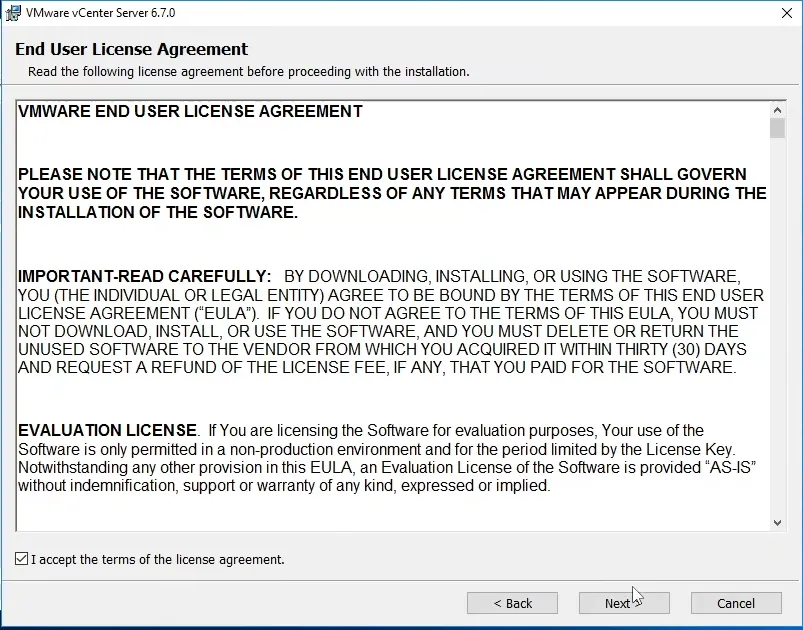 EULA vCenter Server