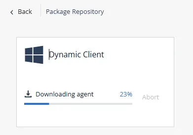 Notifikasi proses download agent Harmony Endpoint yang sedang berlangsung.